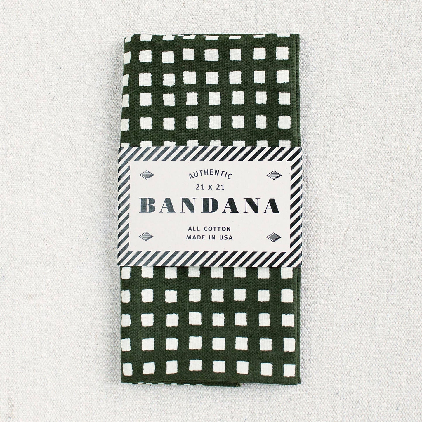 Olive Windowpane Print Bandana