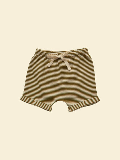 Drawstring Shorts - Olive Stripe | Organic: Olive Stripe / 1-2y