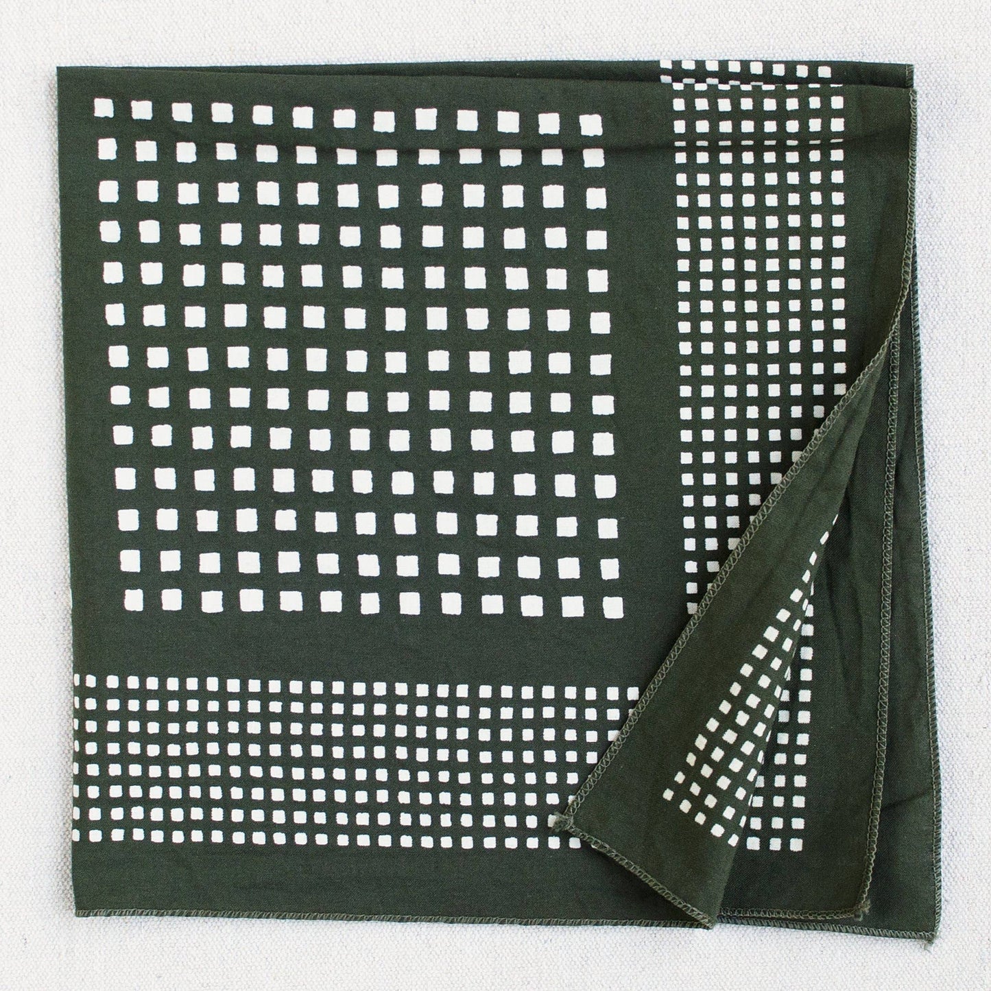 Olive Windowpane Print Bandana