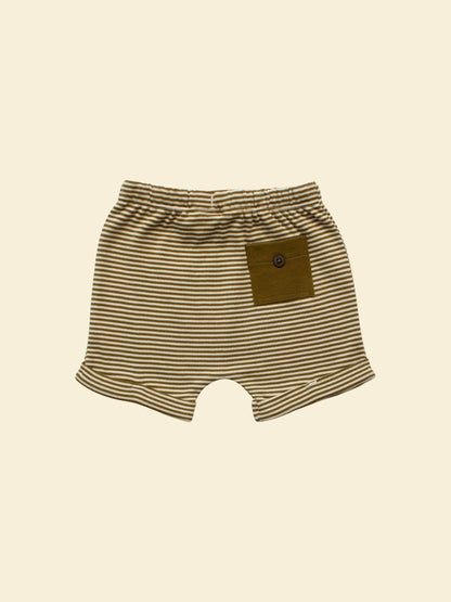 Drawstring Shorts - Olive Stripe | Organic: Olive Stripe / 1-2y