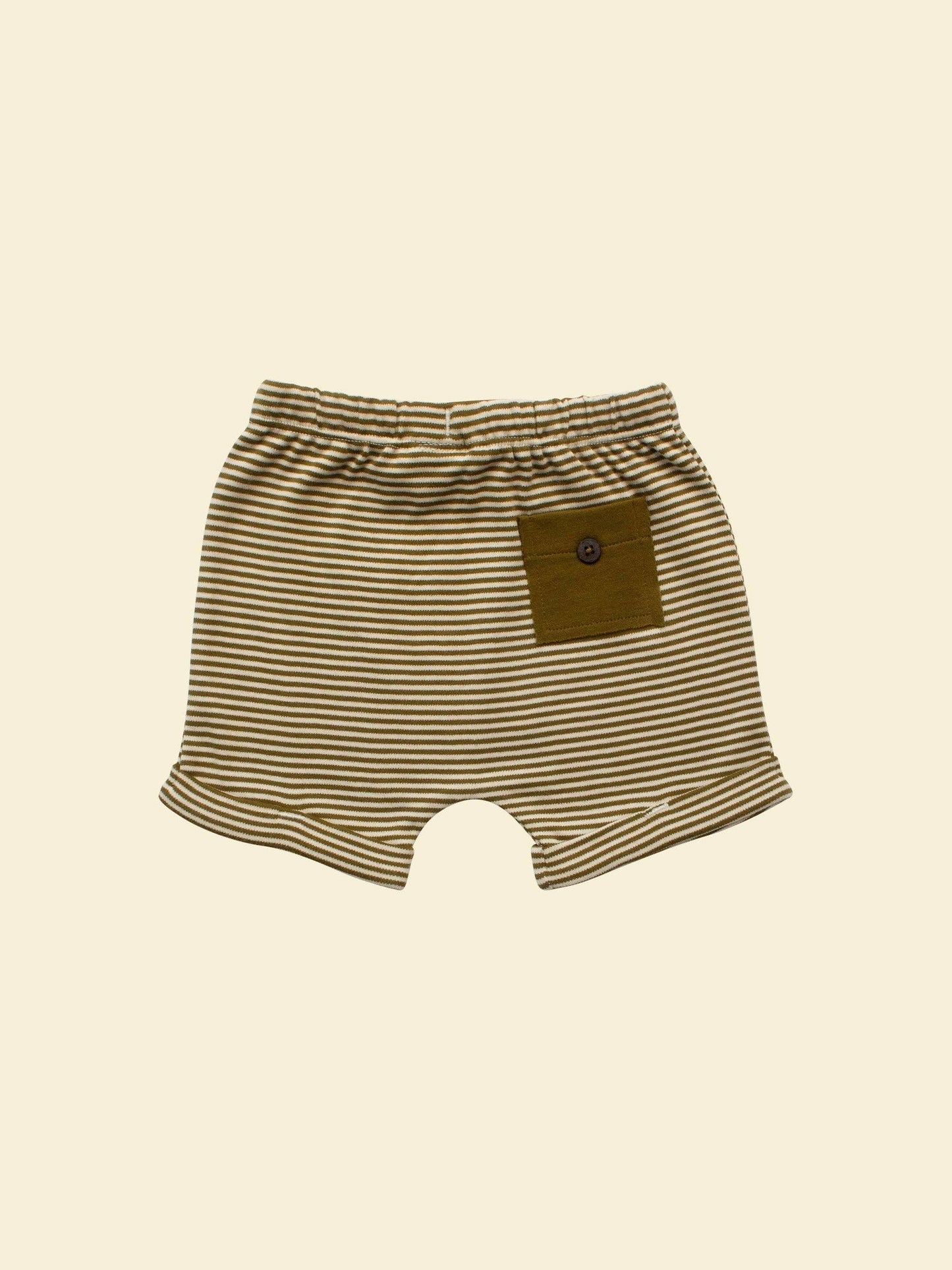 Drawstring Shorts - Olive Stripe | Organic: Olive Stripe / 2-3y