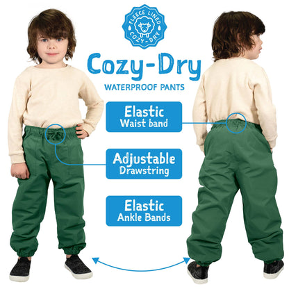 Dusty Blue | Cozy-Dry Rain & Snow Pants: 2T / Fleece-lined