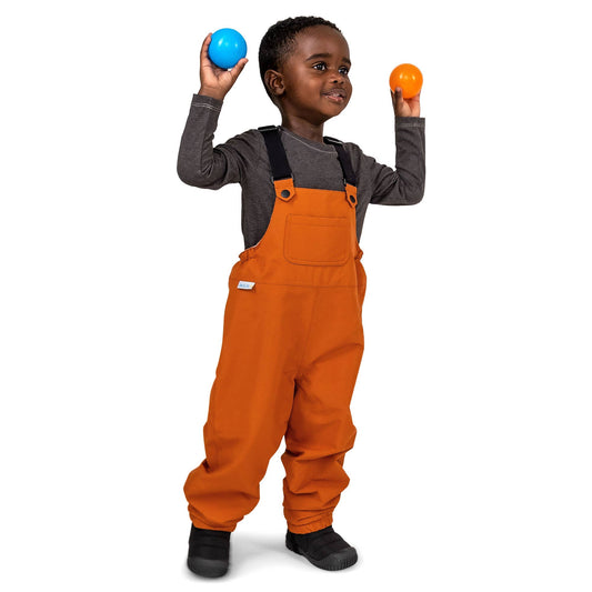 Terracotta | Puddle-Dry Rain Bib Pants: 2T / Single-layer