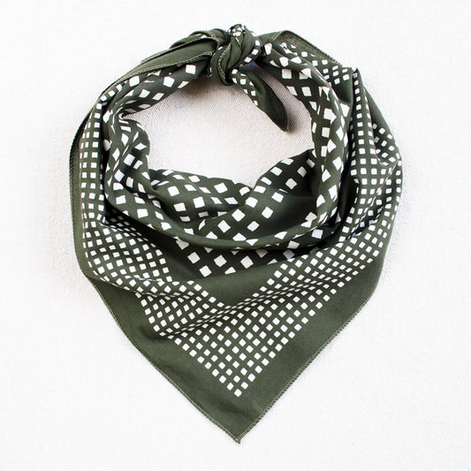 Olive Windowpane Print Bandana