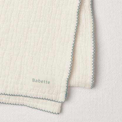 Stroller Blanket - Scalloped Trim: Cloud Blue