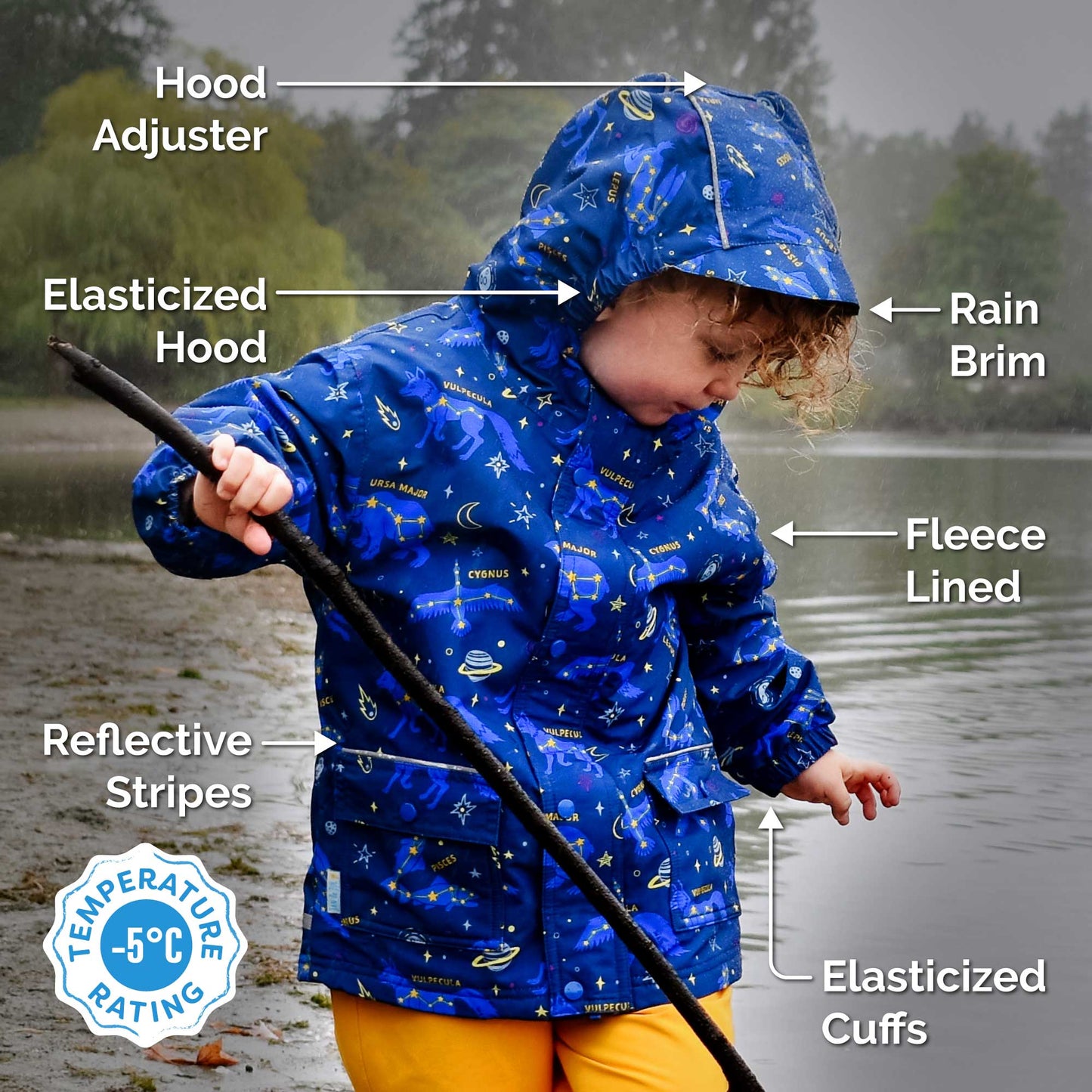 Dusty Blue | Cozy-Dry Waterproof Jacket: 2T / Fleece-lined