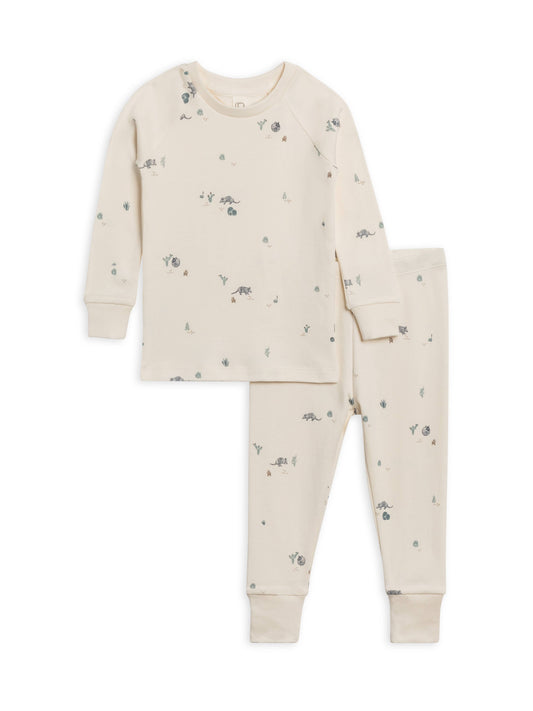 2 Piece Long Sleeve Jammie Set - Armadillo / Navy + Teal : 2T