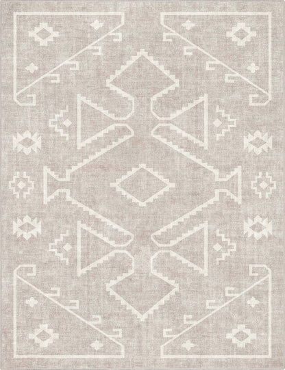 Bottineau Distressed Southwestern Flat-Weave Rug: Beige / Rectangular / 9'10" x 13'