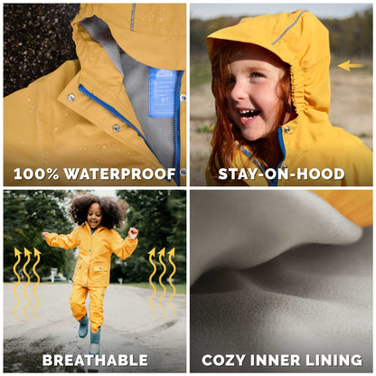 Dusty Blue | Cozy-Dry Waterproof Jacket: 2T / Fleece-lined