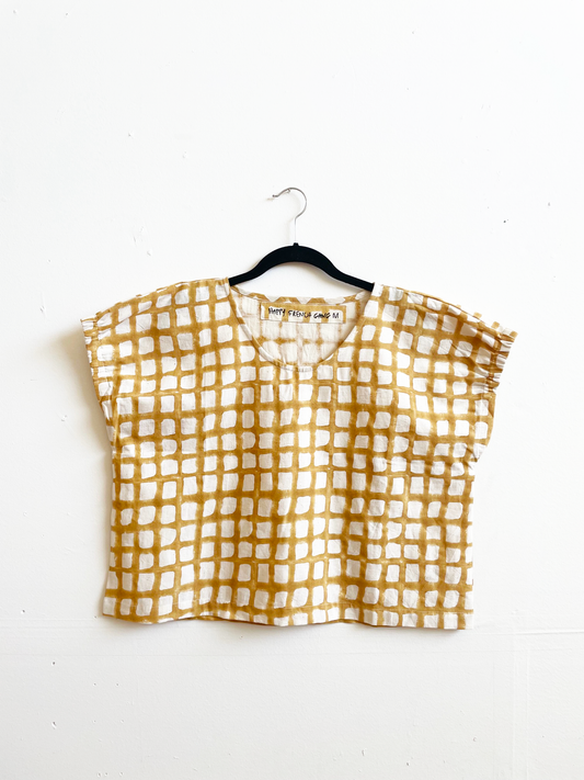 Zélia Top Camel Grid (XS-XXL): M