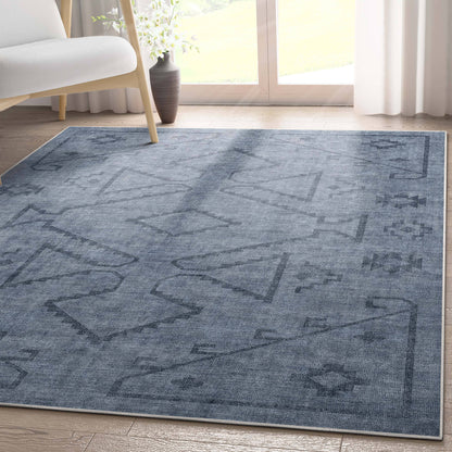 Bottineau Distressed Southwestern Flat-Weave Rug: Beige / Rectangular / 9'10" x 13'