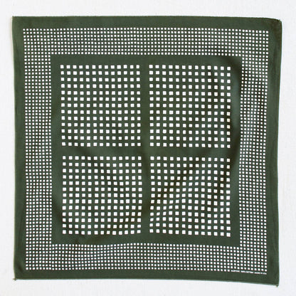 Olive Windowpane Print Bandana