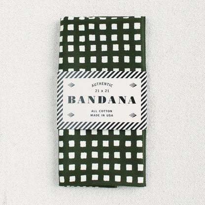 Olive Windowpane Print Bandana