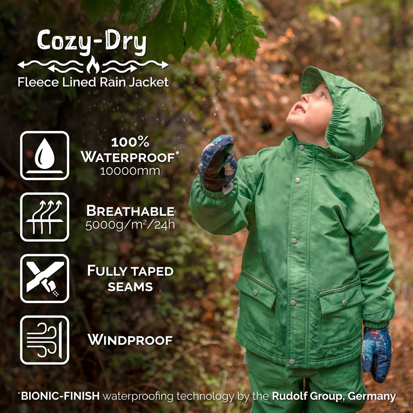 Dusty Blue | Cozy-Dry Waterproof Jacket: 2T / Fleece-lined