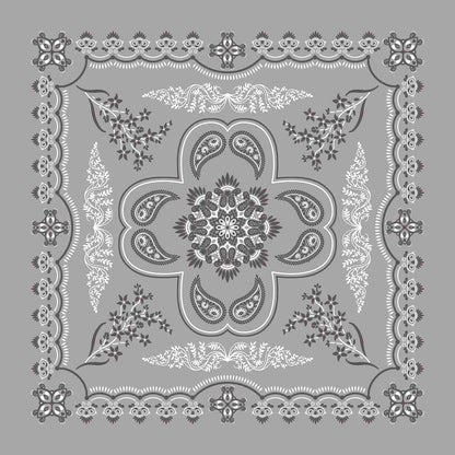 Bandanna Co Floral Paisley 27" x 27": Gray