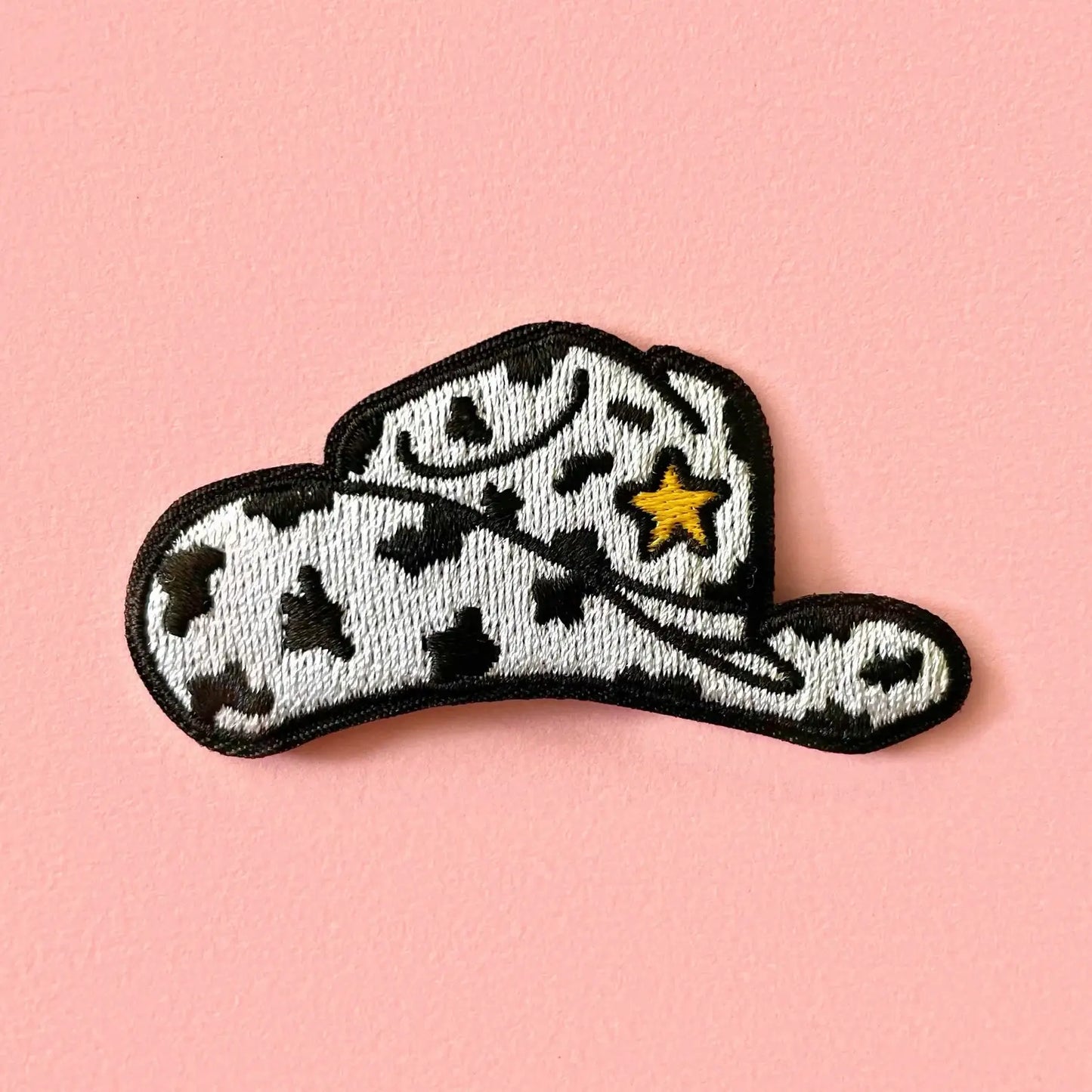 Cow Print Cowboy Hat Iron On Patch