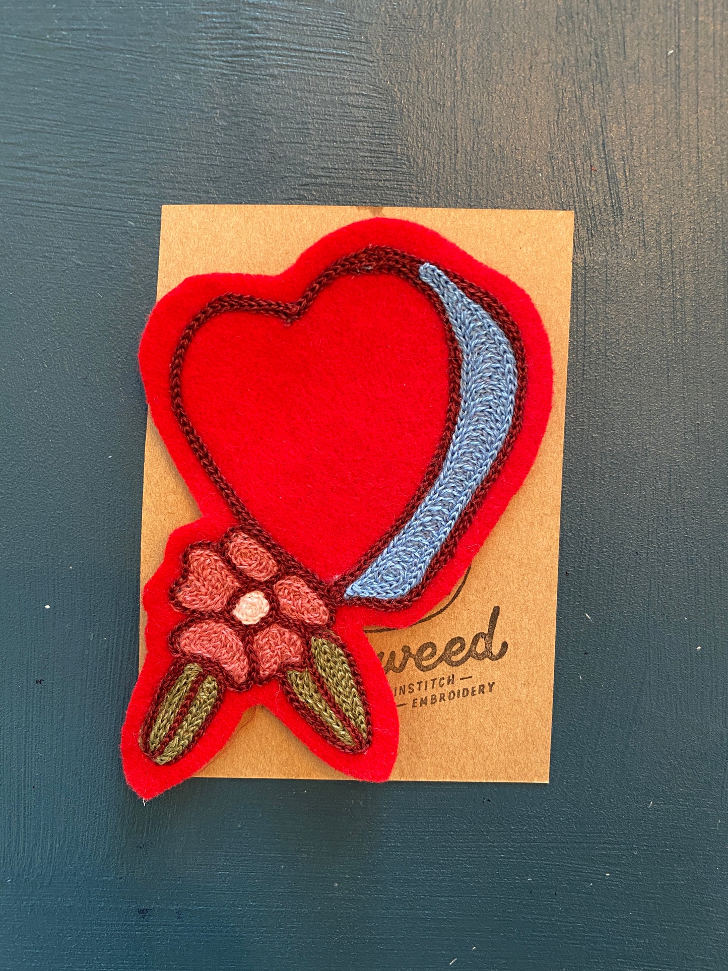 Tattoo Heart Chain Stitched Patch