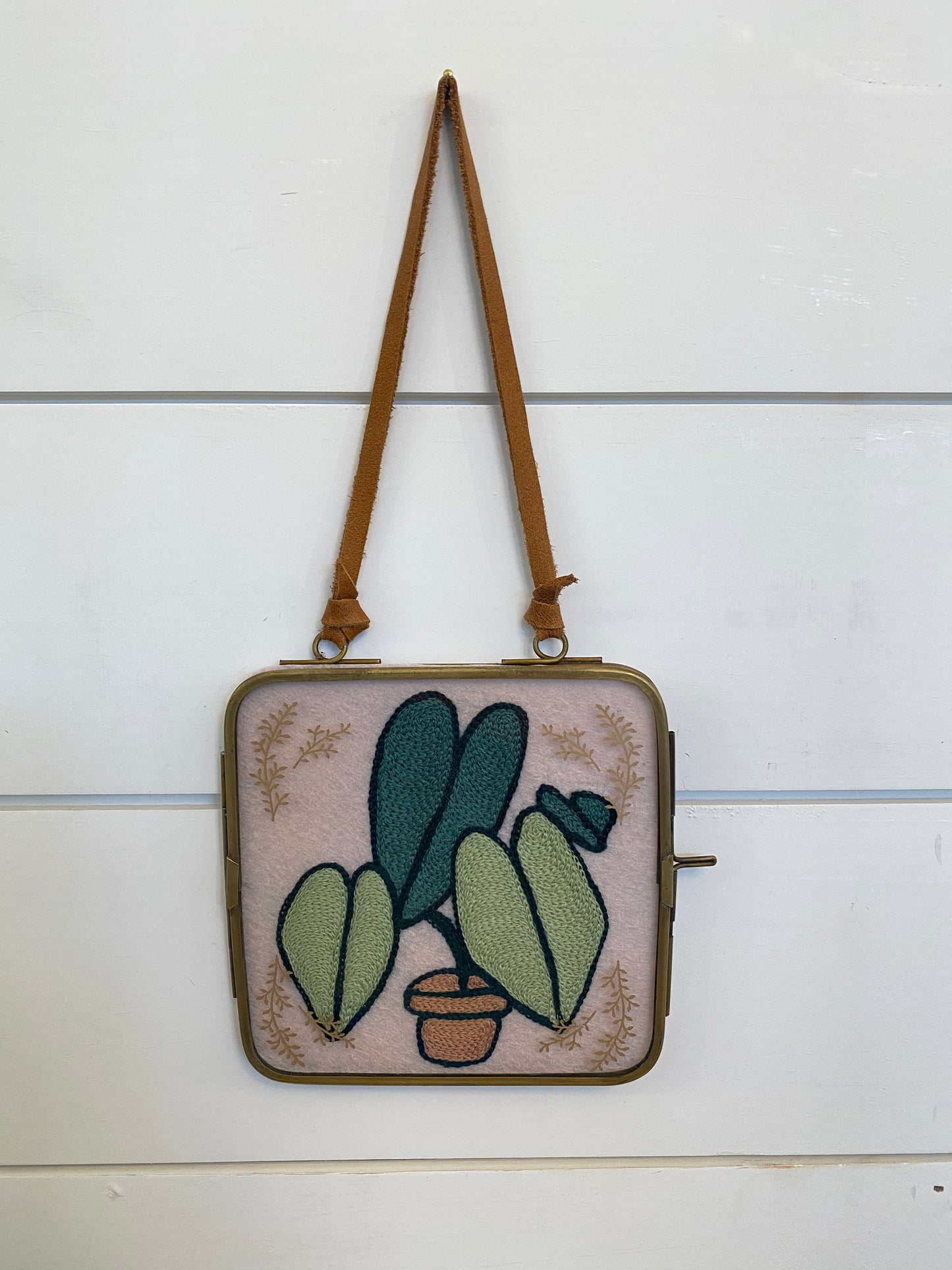 Potted Plant Framed Chain Stitching